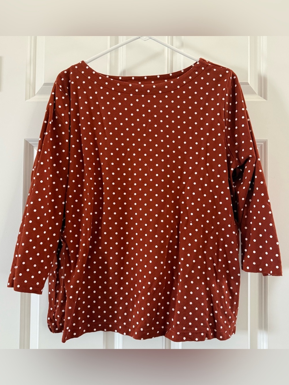 croft & barrow Rust Polka Dot Long-Sleeve Tee